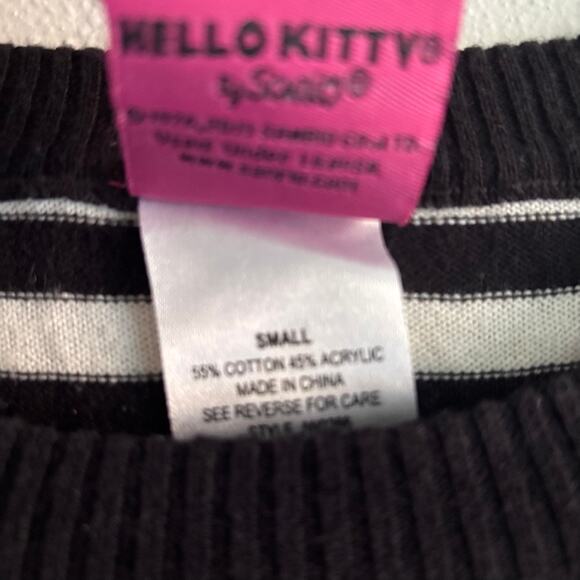 Hello Kitty Sz S Lightweight Graphic Print Sweater Striped Back Cuffed Sleeves - Picture 6 of 12